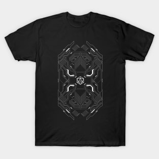 Geometric Polyhedral D20 Dice Futuristic Mech T-Shirt